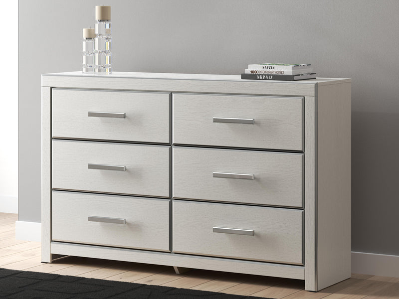 Zuraleus Queen Upholstered Bed, Dresser and Chest in White - PKG022840