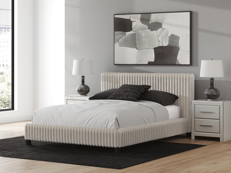 Zuraleus Queen Upholstered Bed, Dresser and Chest in White - PKG022840