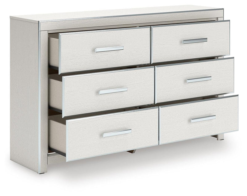 Zuraleus Queen Upholstered Bed, Dresser and Chest in White - PKG022840