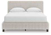 Zuraleus Queen Upholstered Bed, Dresser, Mirror and Nightstand in White - PKG022842