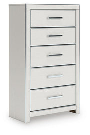 Zuraleus Queen Upholstered Panel Bed, Dresser and Chest in White - PKG022808