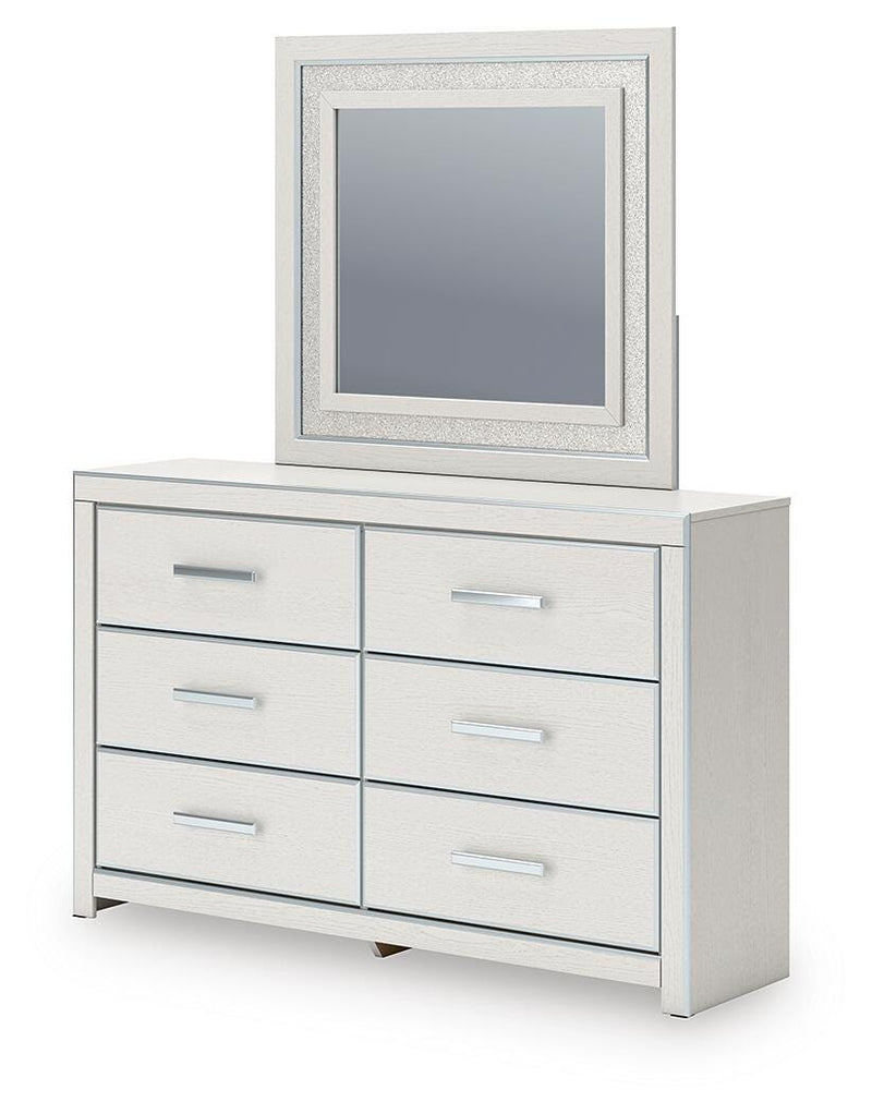 Zuraleus Queen Upholstered Panel Bed, Dresser and Mirror - PCB3381B7
