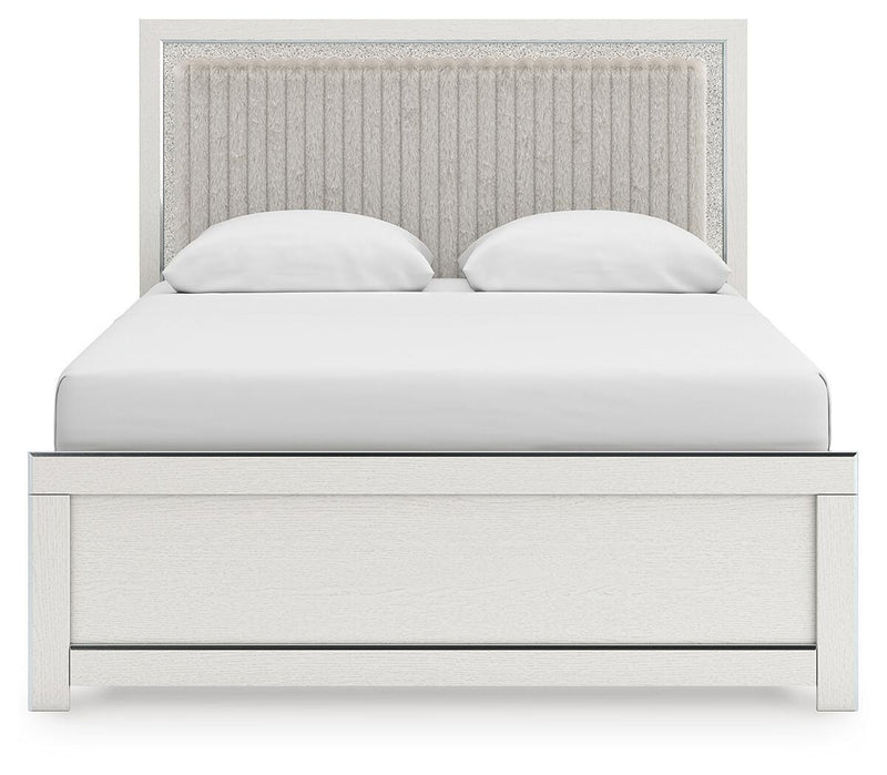Zuraleus Queen Upholstered Panel Bed, Dresser and Mirror - PCB3381B7