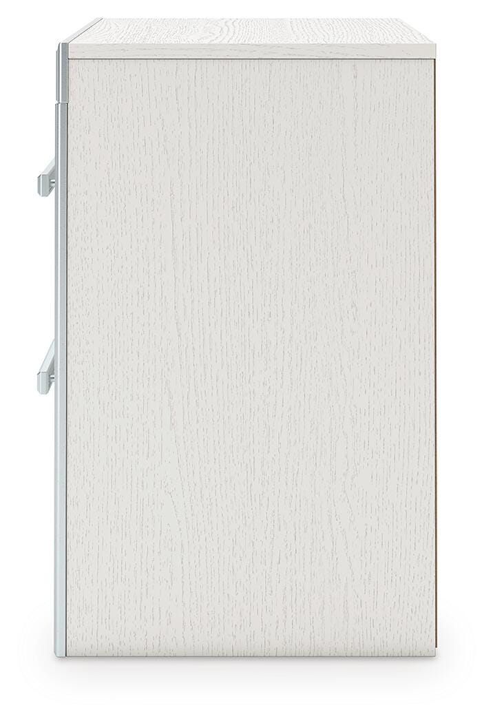 Zuraleus Queen Upholstered Panel Bed, Dresser and Nightstand in White - PKG022814