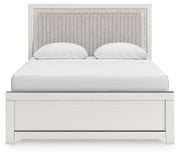 Zuraleus Queen Upholstered Panel Bed, Dresser, Mirror and Chest in White - PKG022811
