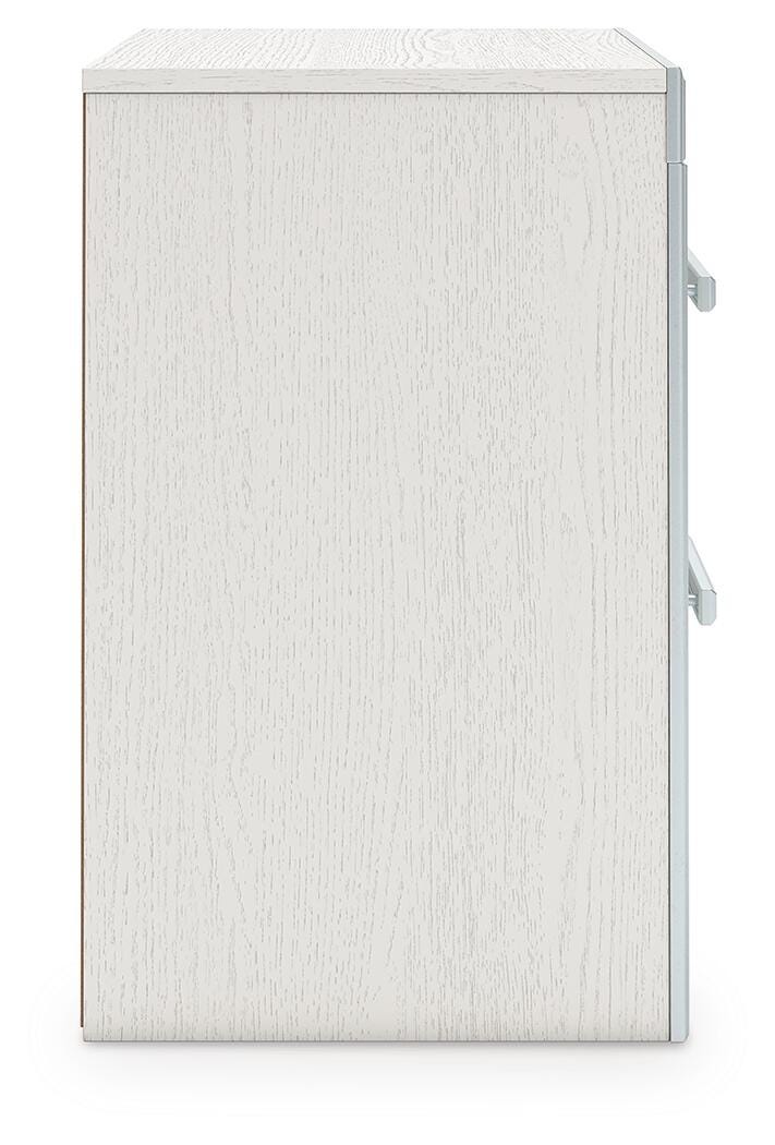 Zuraleus Queen Upholstered Panel Bed, Dresser, Mirror, Chest and Nightstand in White - PKG022812