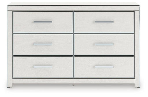 Zuraleus Queen Upholstered Panel Platform Bed, Dresser and Chest in White - PKG022792