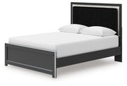 Zuraleus Queen Upholstered Panel Platform Bed, Dresser and Mirror - PCB3380B3