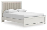 Zuraleus Queen Upholstered Panel Platform Bed, Dresser and Nightstand in White - PKG022798