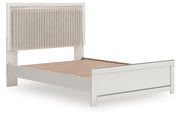 Zuraleus Queen Upholstered Panel Platform Bed, Dresser, Mirror and Chest in White - PKG022795