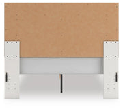 Zuraleus Queen Upholstered Panel Platform Bed, Dresser, Mirror and Chest in White - PKG022795