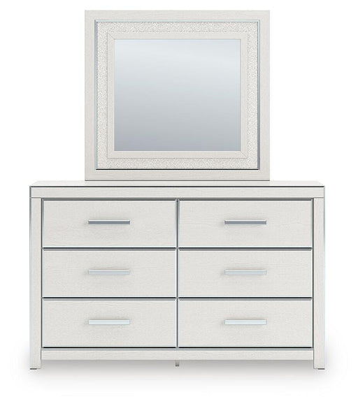 Zuraleus Queen Upholstered Panel Platform Storage Bed, Dresser, Mirror, Chest and Nightstand in White - PKG022804