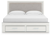 Zuraleus White King Upholstered Panel Platform Storage Bed - PCB3381B9
