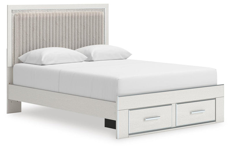 Zuraleus White Queen Upholstered Panel Platform Storage Bed - PCB3381B4