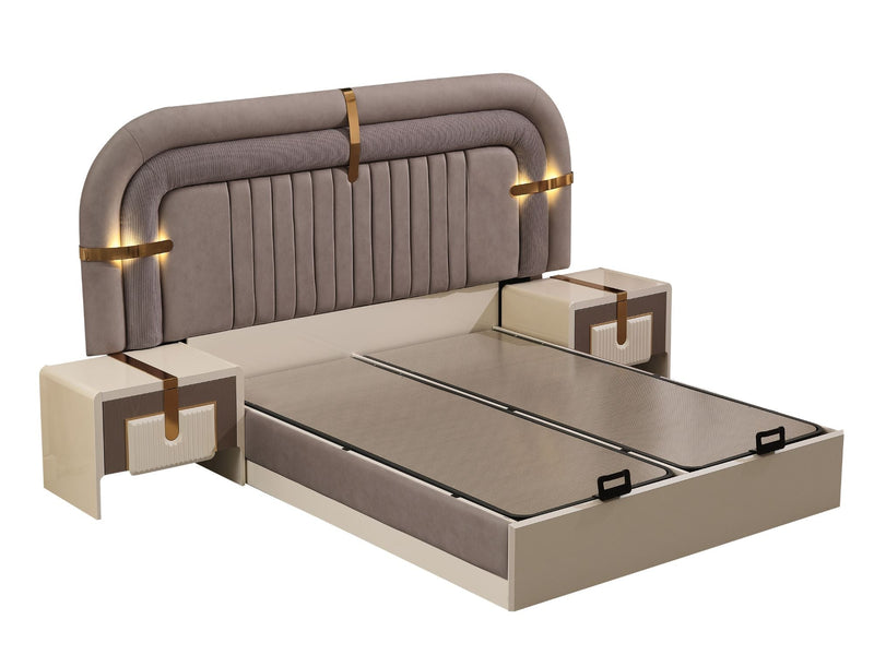 Zurich Bedroom (Bed With Headboard & Dresser With Mirror & Bench & Ottoman & 2 Nightstand & Wardrobe) - King - 120-ZUR-KB-SET-1
