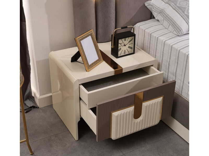 Zurich Bedroom (Bed With Headboard & Dresser With Mirror & Bench & Ottoman & 2 Nightstand & Wardrobe) - King - 120-ZUR-KB-SET-1